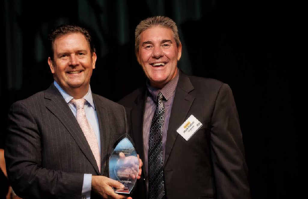 WINS ALL ROUND: Raine and Horne chairman and CEO Angus Raine, with agency principal Mark Patton. WINS ALL ROUND: Raine and Horne chairman and CEO Angus Raine, with agency principal Mark Patton.